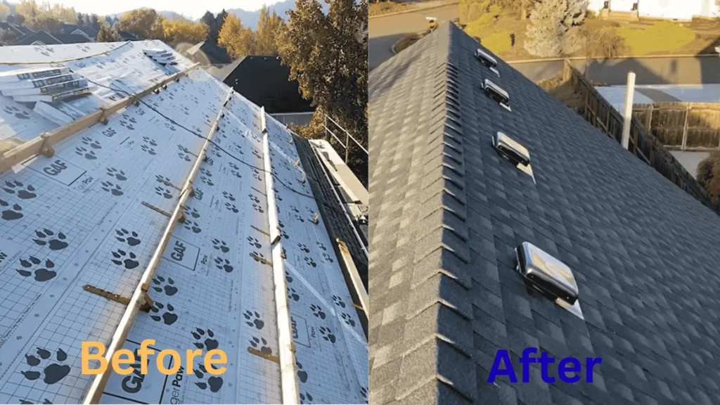 asphalt shingles replacement image before & after