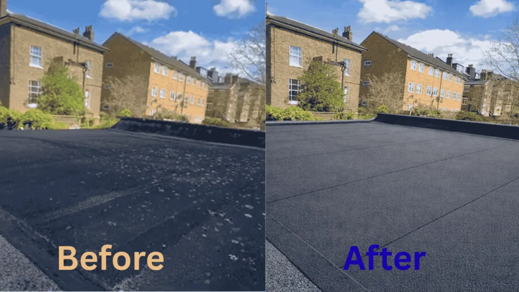 Before/After image of roof replacement