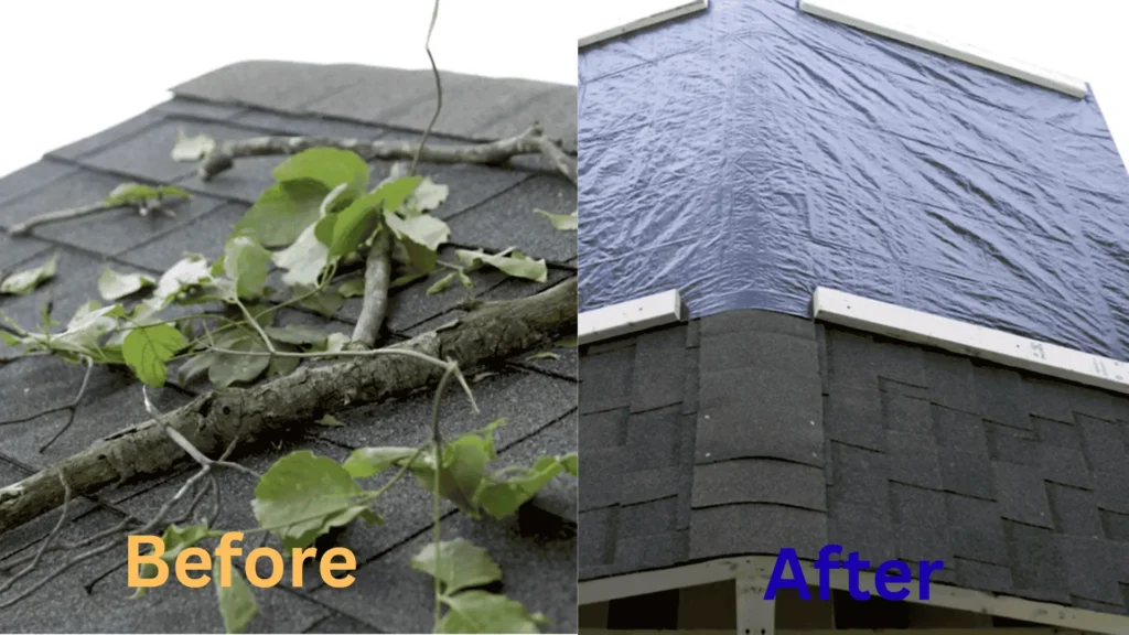 Storm damaged roof repair